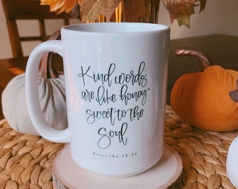 Proverbs 16:24 Christian Coffee Mug - Kind Words Honeycomb Design Texas Faith Based Shop