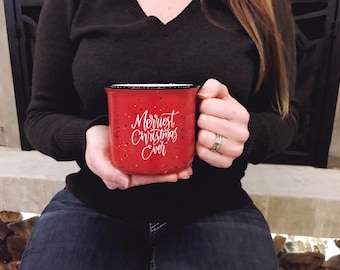Christmas Campfire Mug: 'Merriest Christmas Ever' Holiday Coffee Cup Texas Faith Based Gift