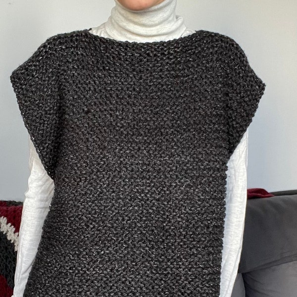 The Everyday Pullover (sleeveless, warm, chunky knit pullover) loom knitting pattern