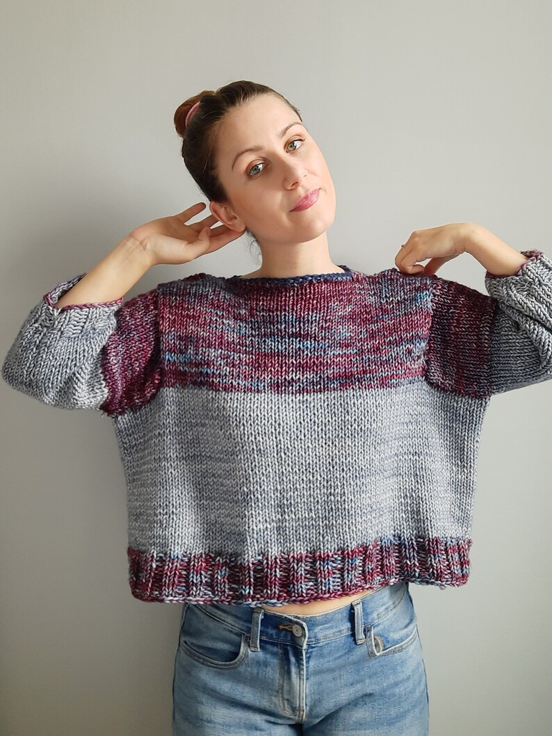 The Lazy Lucy Sweater lightweight/oversized/cropped/extra big loom knitting pattern image 5