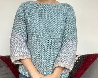 The Hello Hilda Sweater (chunky knit sweater pullover) loom knitting pattern