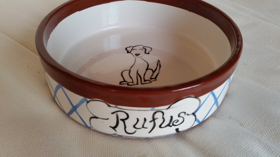 Hand Painted Ceramic Personalized Dog Bowls Etsy UK