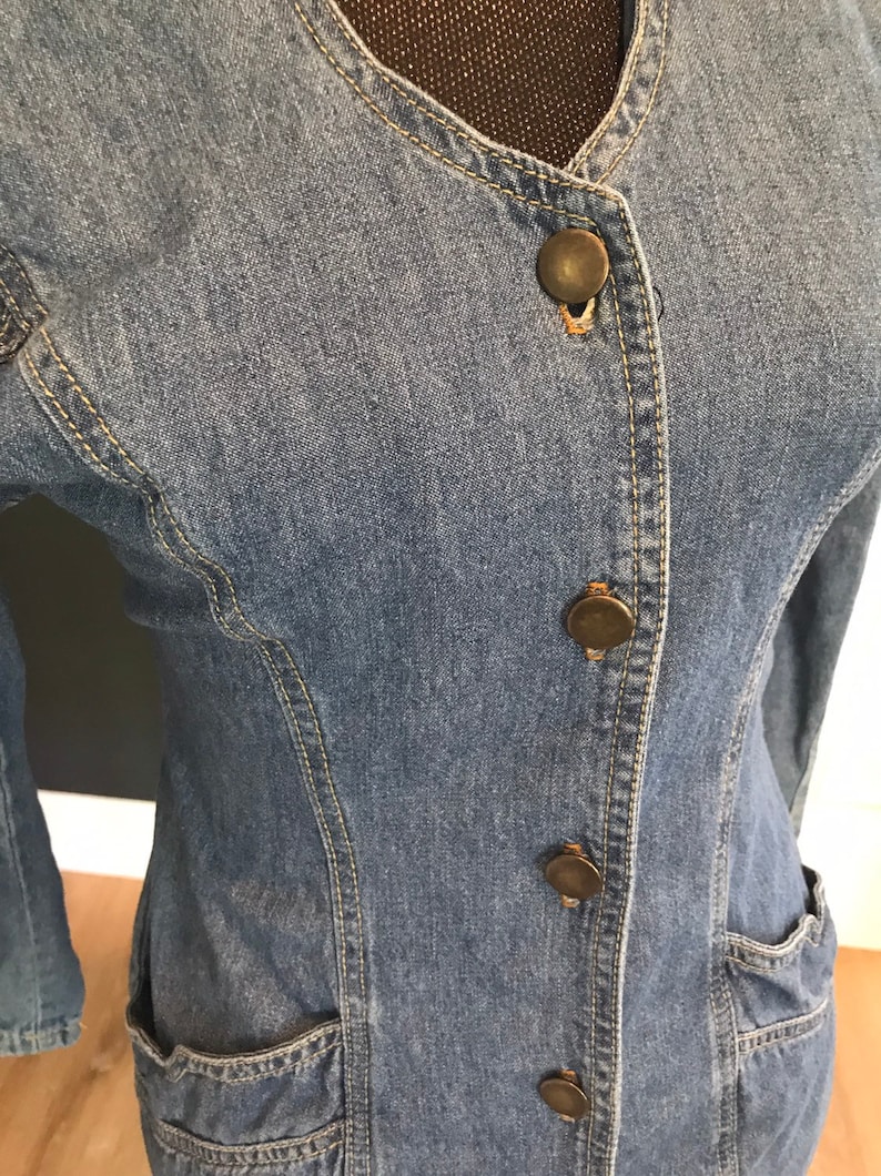 1980/'s Pelican Cove Denim Button Up Dress /'free shipping/'