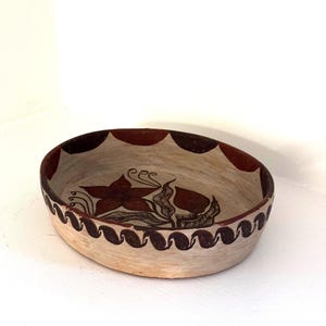 Australische Kunst der Aborigines, Terrakotta Schale, Handbemalter Teller, Authentisch, Einzigartige Handgefertigte Keramik.