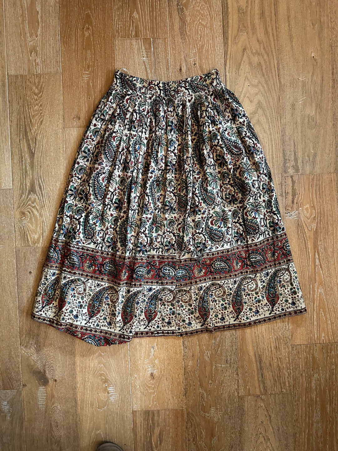 1990s Paisley BOHO Broom Skirt Etsy