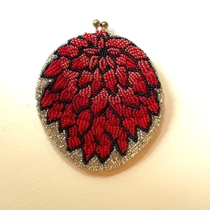 Art Deco Beaded Silk Coin Purse: 1920s Antique Glass Beadwork