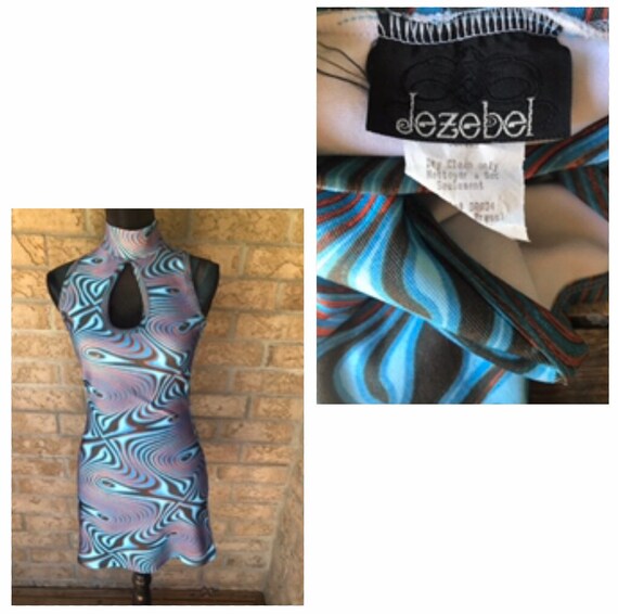 Vintage MOD JEZEBEL psychedelic mini Dress