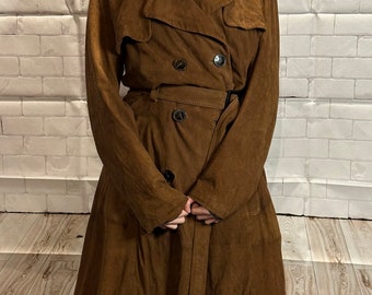 Vintage Long Leather Trench Coat