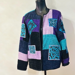 Alex Kim opengewerkt vest met patchwork - maat Large