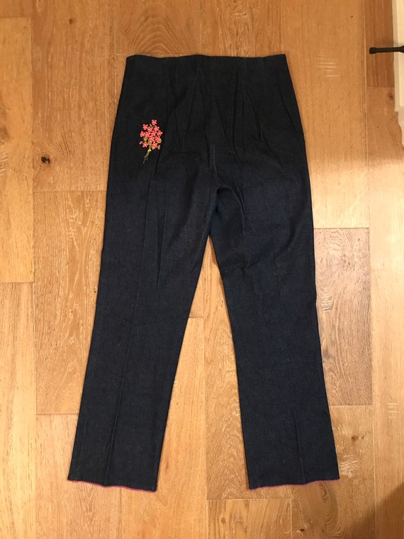 High Waisted Retro embroidered Jeans - image 5