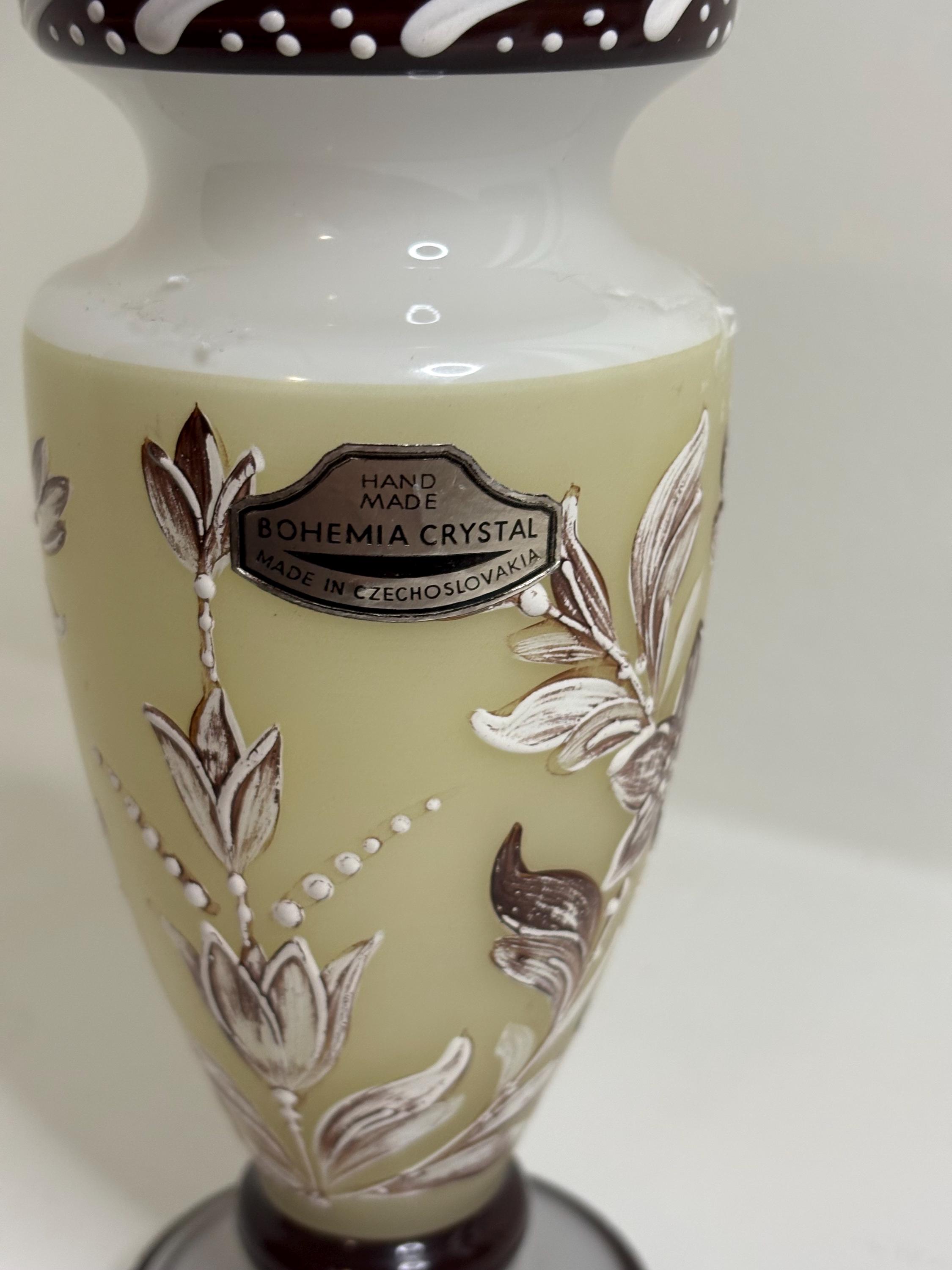 BOHEMIA made in CZECHOSLOVAKIA　vase Bohemia Czech Republic Cobalt Blue Glass Vase ~ White Water