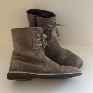 Vintage suède woestijnlaarzen – leren bovenwerk, crêpezool – damesmaat 8