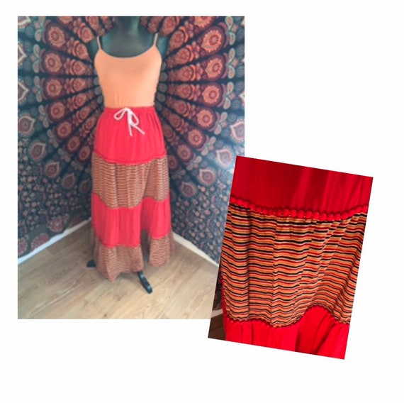 Retro 1990’s Mixed Print Broom Skirt - image 1