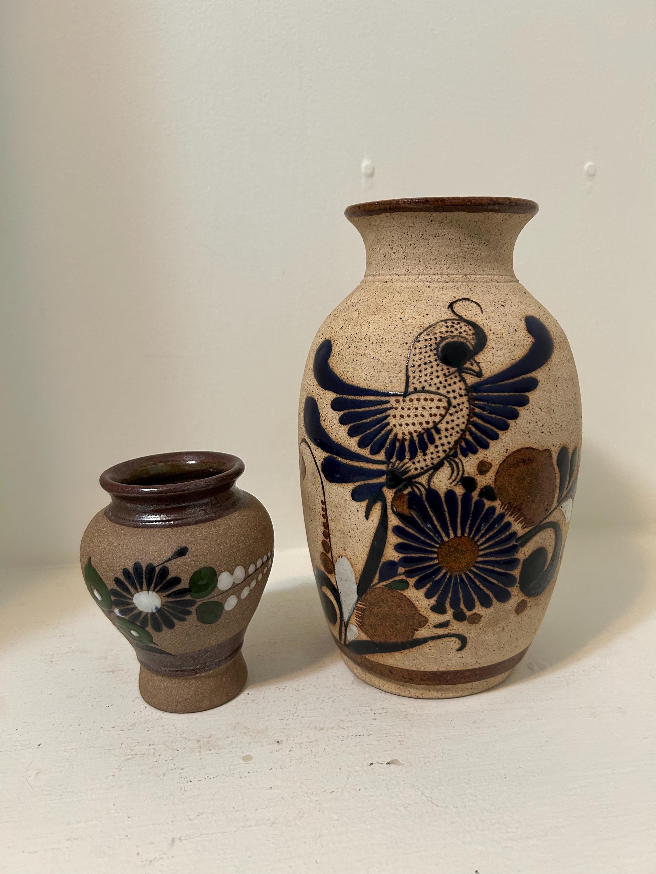 ⌘ メキシコ 壺 陶器 置物 ⌘ インテリア トナラ 花瓶 緑 民芸品 メキシコのヴィンテージ トナラ花瓶 - 2個セット - Etsy 日本