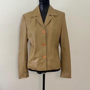 Blazer/manteau vintage en cuir souple résistant aux intempéries - Taille petit