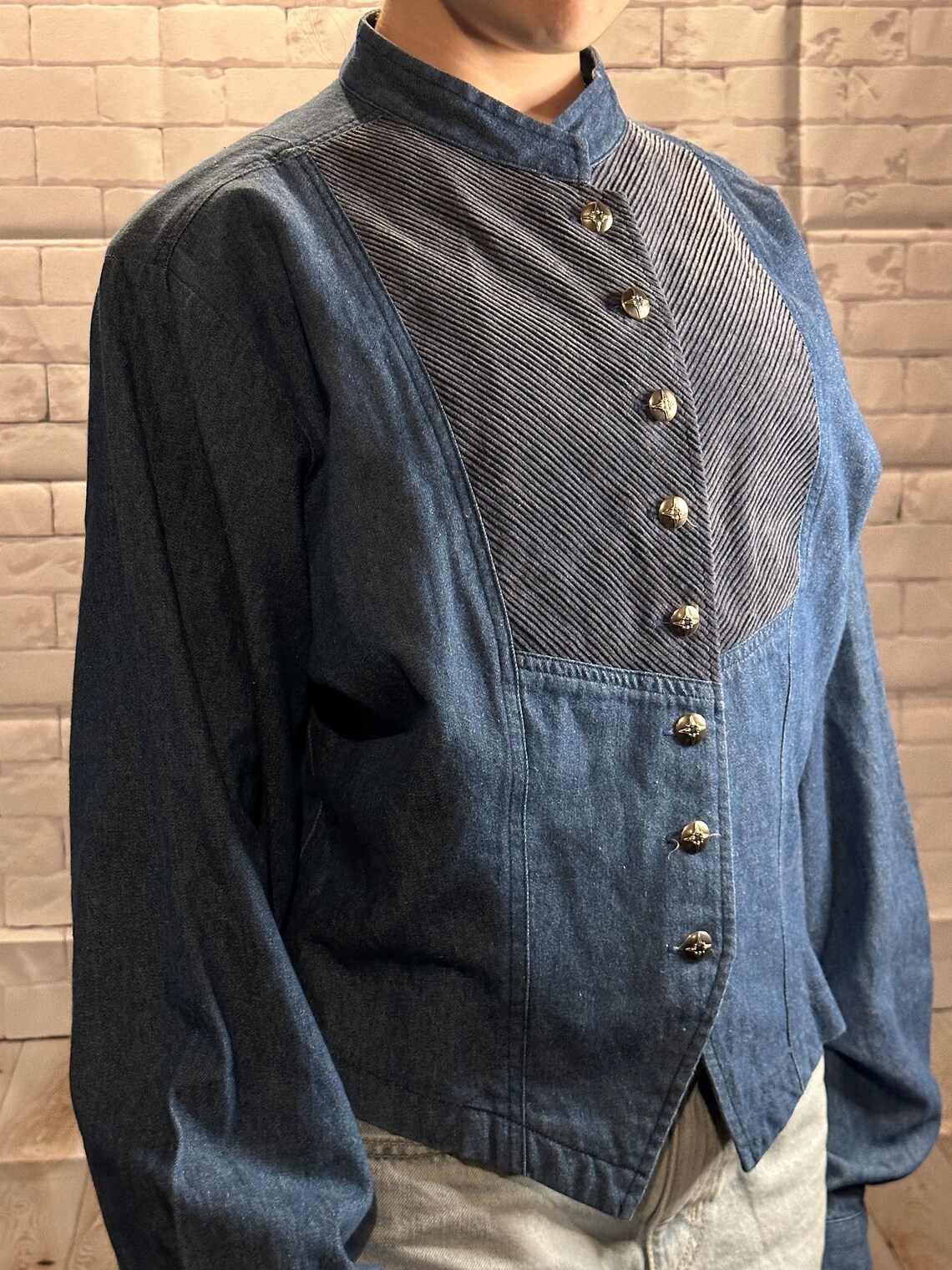 Adobe Rose Gitted Denim Top Etsy Canada