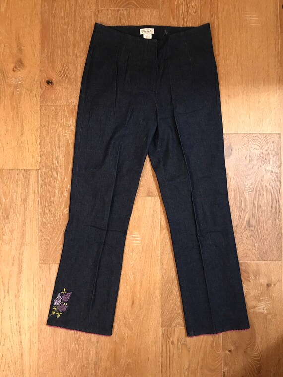 High Waisted Retro embroidered Jeans - image 2