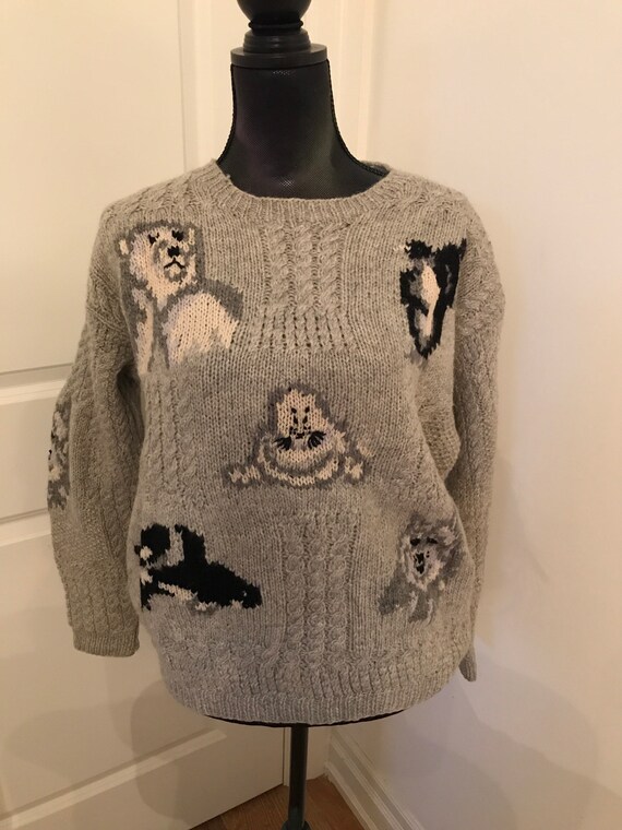 Vintage Hand knit Shetland EAGLE EYE Wool sweater