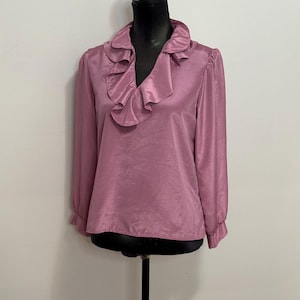 Y2K Ruffled Collar Rose Blouse by Sears - Size small