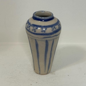 Vintage Blue and White Glazed Chinese Artist signed Vase - Marked 1924