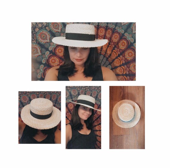 Large Weave Boater HAT with a Wide Brim