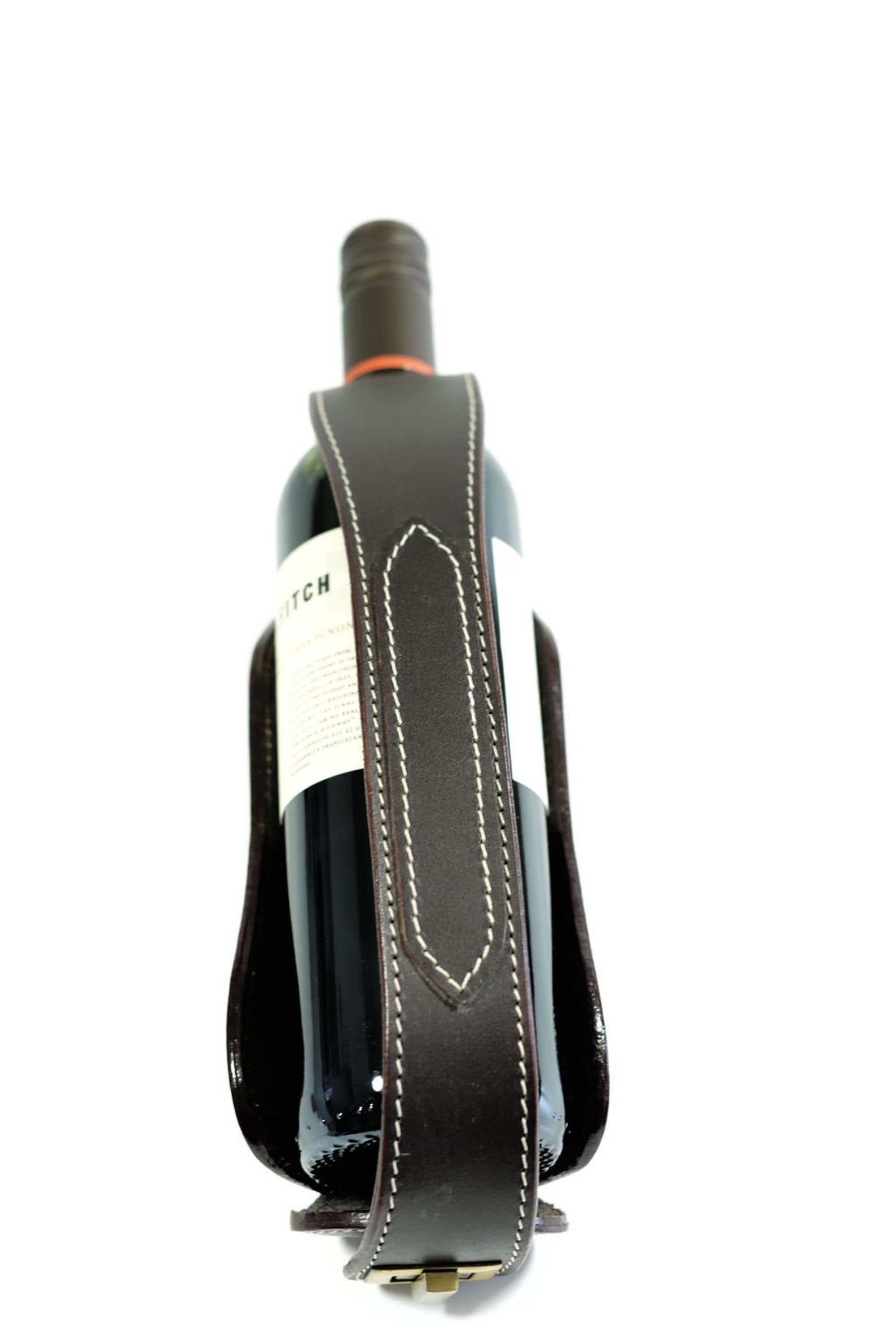 Wine Bottle Holder/carrier Made Of Genuine Leather Best Etsy