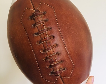 Handmade Brown Leather Vintage Style American football with lines / Leather football / Father's Day / Vintage Football / Gift for him