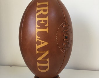 Rugby - Vintage Ireland Rugby Ball / Leather Rugby Ball / Vintage Sports / Gift for Men / teenager gift / corporate gift / Irish sports