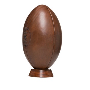 Rugby Ball with stand / vintage Leather Rugby Ball / Rugby gifts /Gift for Men / rugby gift / vintage decor / teenager gift / Valentine gift image 4