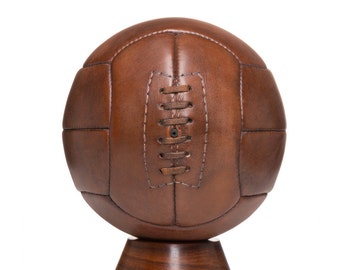 football en cuir de sport vintage avec support - 12 panneaux /Cadeau pour hommes / ballon de football / football / homme des cavernes