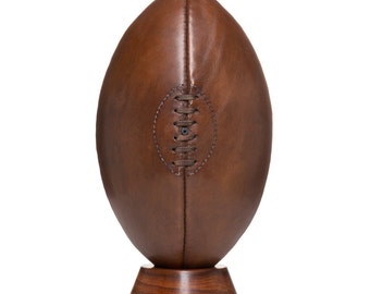 Rugby Ball with stand / vintage Leather Rugby Ball / Rugby gifts /Gift for Men / rugby gift / vintage decor / teenager gift / Valentine gift