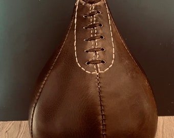 Real leather speed bag - vintage style leather boxing speed ball in brown /  gift for him / punch bag / retro prop / Father's Day