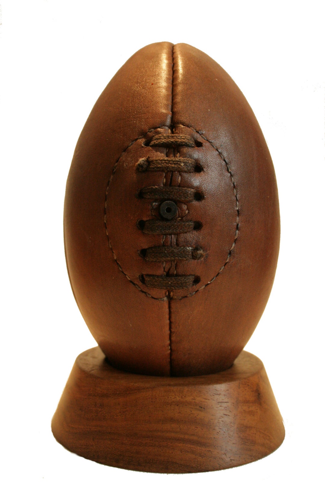 Small Rugby Ball Made From Genuine Leather Vintage Sports / Gift for