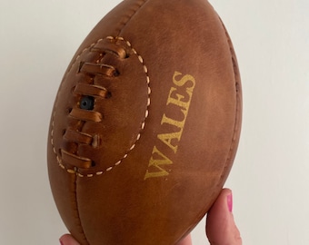 Welsh Rugby ball - small / leather vintage rugby ball / Welsh Rugby / Gift for teenager / vintage decor / Father's Day Gift / Retro sport