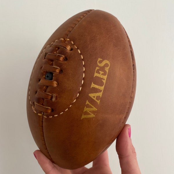 Welsh Rugby ball - small / leather vintage rugby ball / Welsh Rugby / Gift for teenager / vintage decor / Father's Day Gift / Retro sport