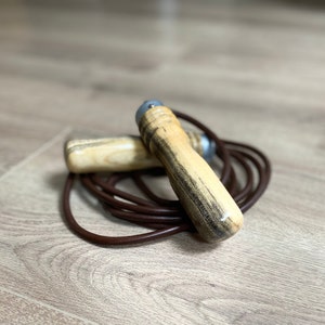 Leather Skipping Rope with wooden handles / jump rope/ vintage sports / fitness / retro sports / home gym / home workout / Gift for him