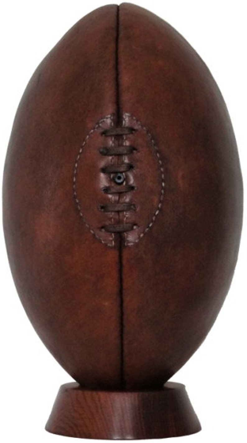Rugby Ball with stand / vintage Leather Rugby Ball / Rugby gifts /Gift for Men / rugby gift / vintage decor / teenager gift / Valentine gift image 2