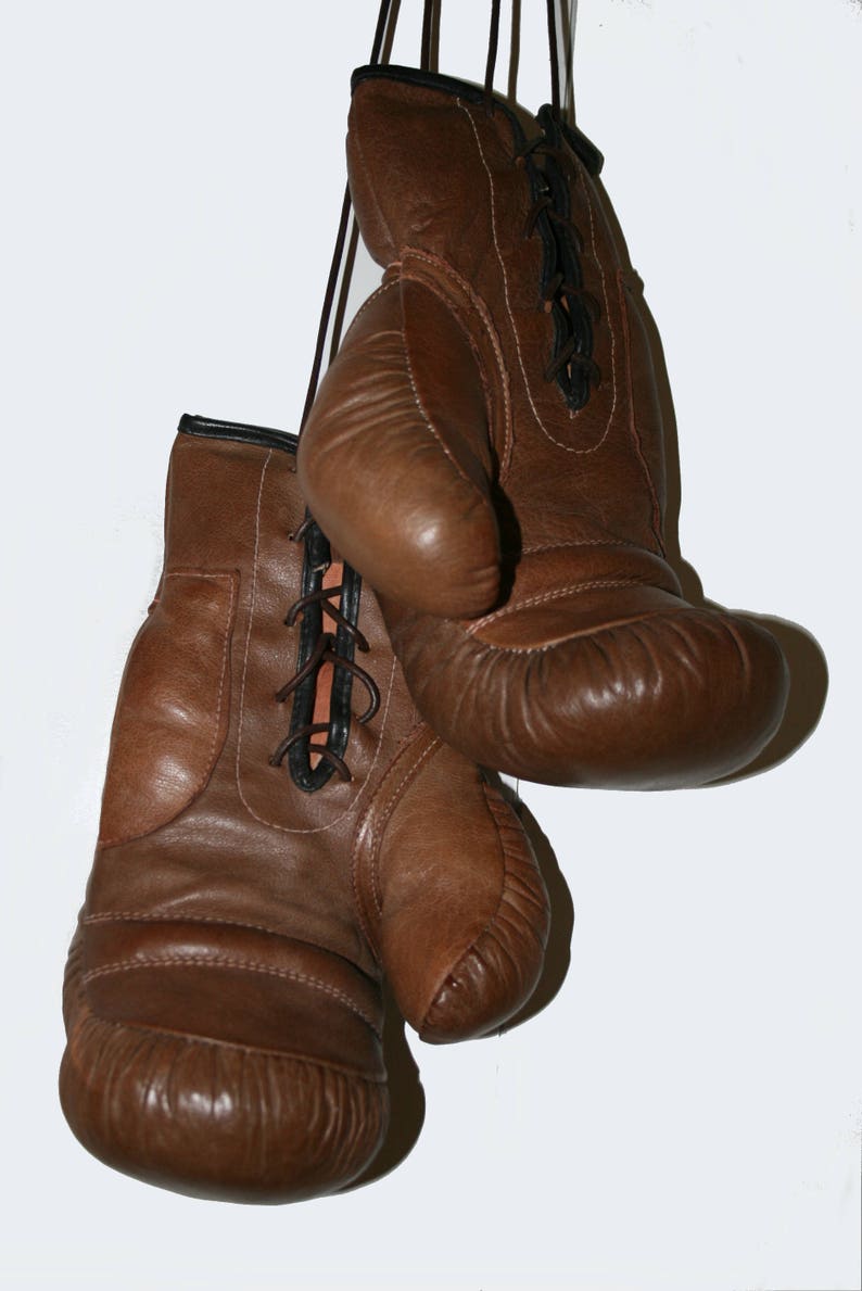Boxing Gloves Handmade Brown Leather Vintage Style Boxing Etsy