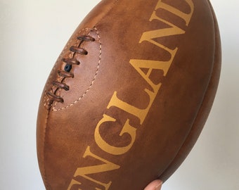 Rugby - Vintage England Rugby Ball / Leather Rugby Ball / Vintage Sports / Gift for Men / teenager gift / corporate gift / man cave