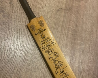 Vintage miniature Cricket Bat signed (facsimile) by the West Indies cricket team on tour in 1966 / cricket memorabilia / antique cricket bat