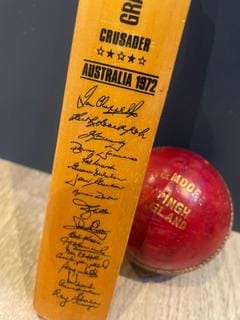 Vintage mini Cricket Bat signed (facsimile) by the Australian cricket team of 1972 / cricket memorabilia / antique cricket bat
