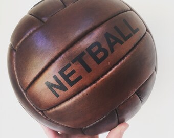 Netball - Vintage style leather netball gift / gift for her / vintage sports / netball / vintage interiors / leather ball / Valentine gift