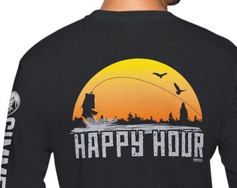 Bass Fishing Long Sleeve Shirt - Outdoors Lake Graphic Tee