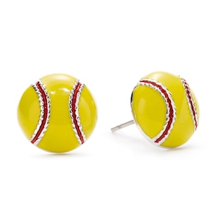GIMMEDAT Softball Enamel Post Earrings, Sports Jewelry