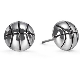 Silver Basketball Post Earrings, Gift for Basketball Player