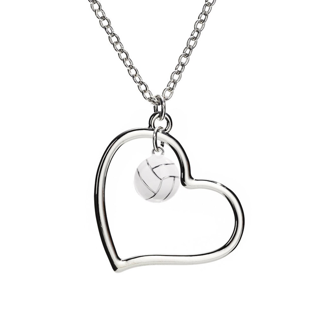 Heart of Mine Volleyball Enamel Necklace Volleyball Gift Volleyball Mom