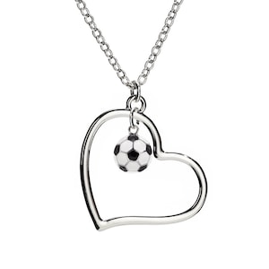 Heart of Mine  Soccer Silver Enamel  Soccer Necklace  Girls Soccer  Soccer Jewelry  Soccer Mom  Soccer Team  Soccer Gift