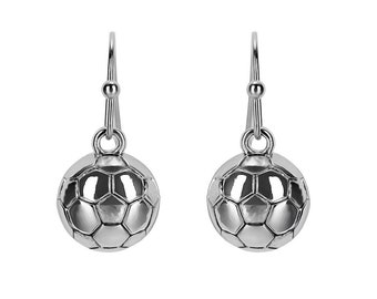 Soccer Ball Dangle Earrings, Silver Finish, Girls Jewelry