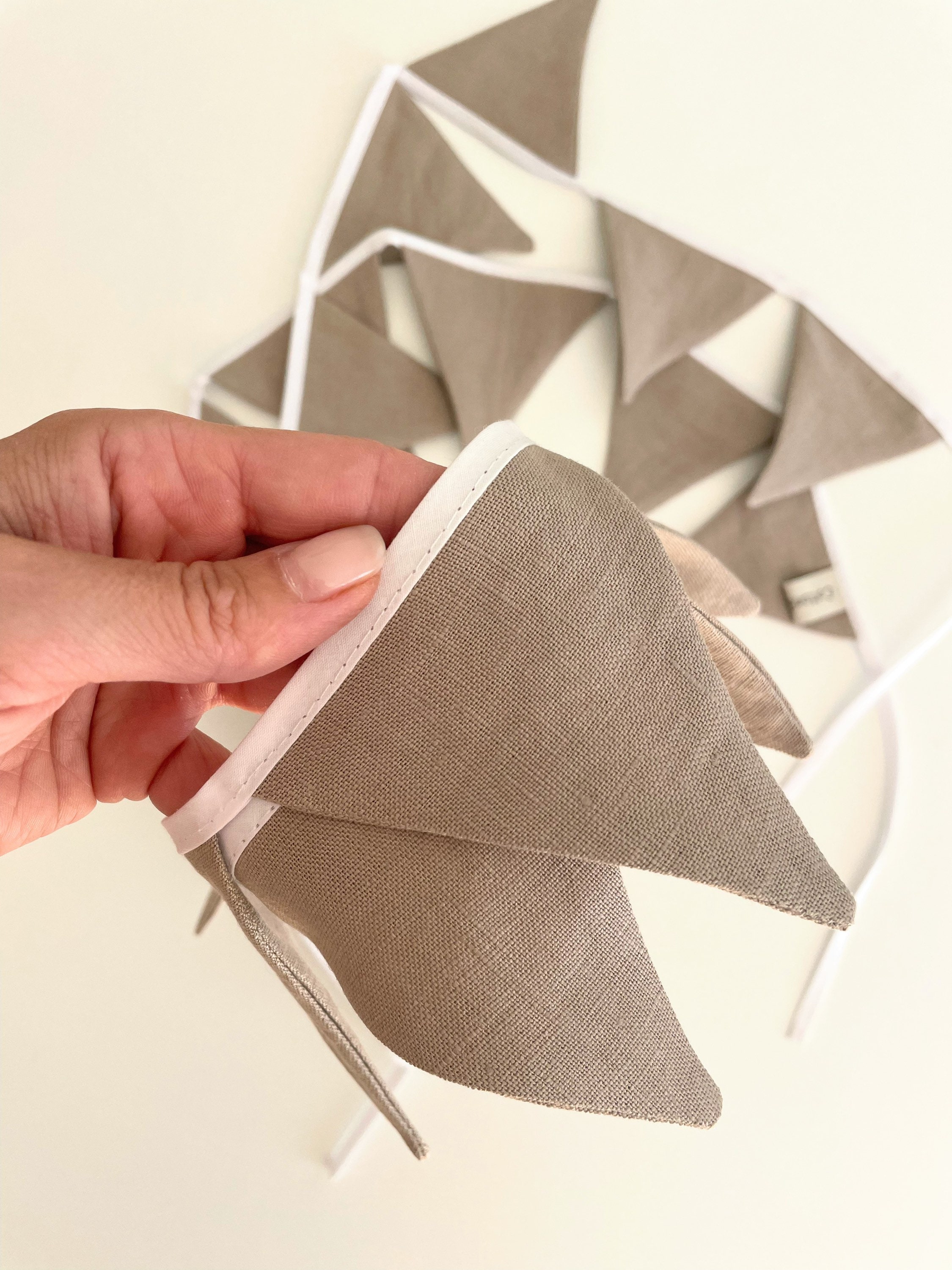 Linen bunting, Nursery wall hanging, Linen flag decoration for baby room
