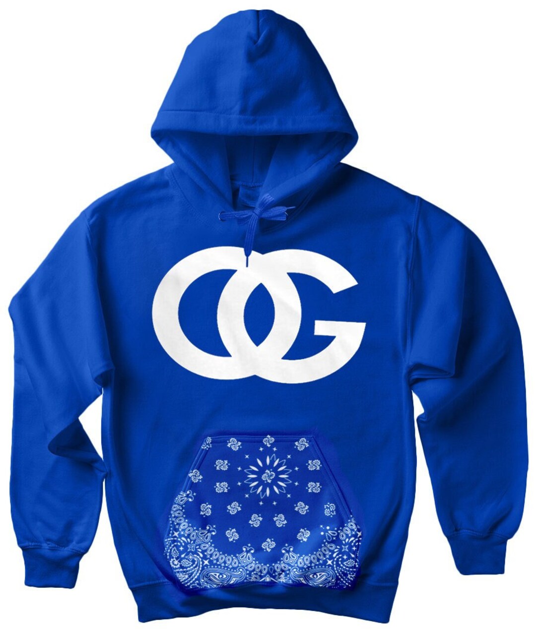 OG Blue Bandana Print Hoodie Hooded Sweatshirt Original Etsy